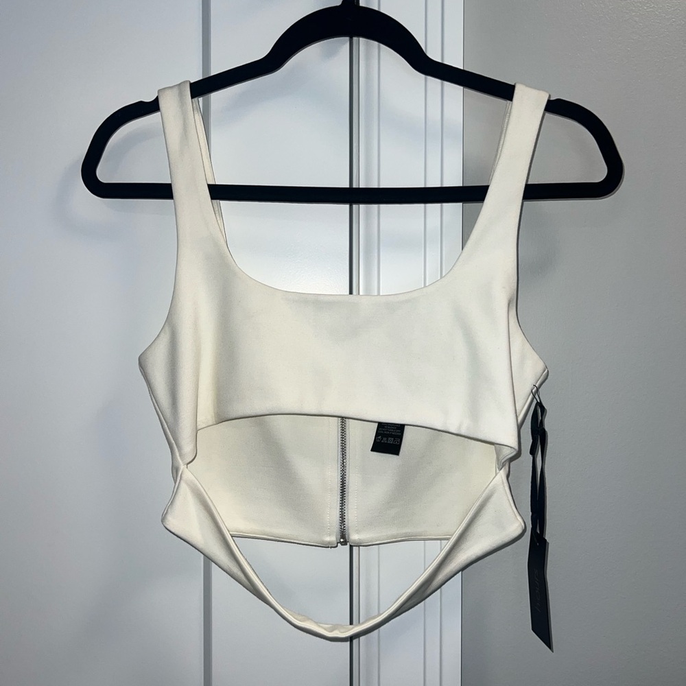 NWT h:ours White Crop Tank Women’s Size M